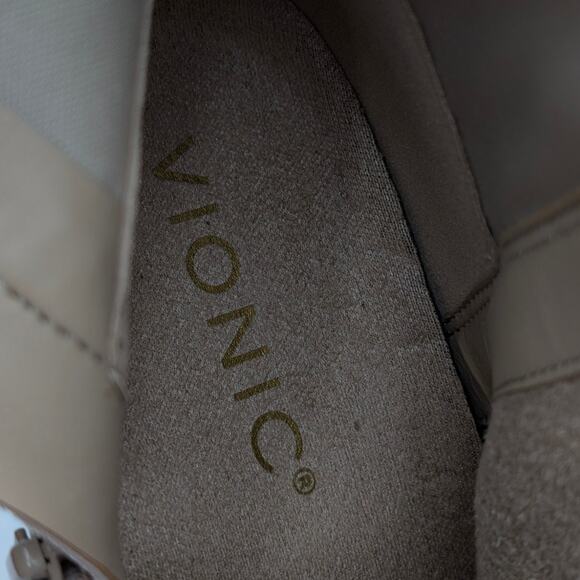 Vionic Skylar Ankle Wedge Boots Side Zip Women's Oatmeal Suede Size US5 EU35 - Picture 6 of 10